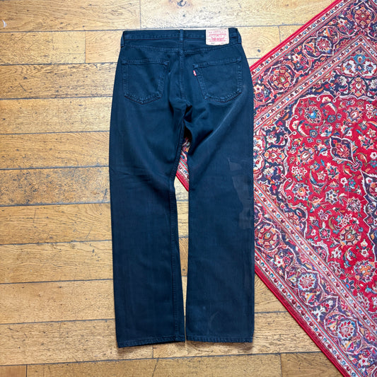 Vintage Levis 501 Straight Black Denim Jeans - 34R