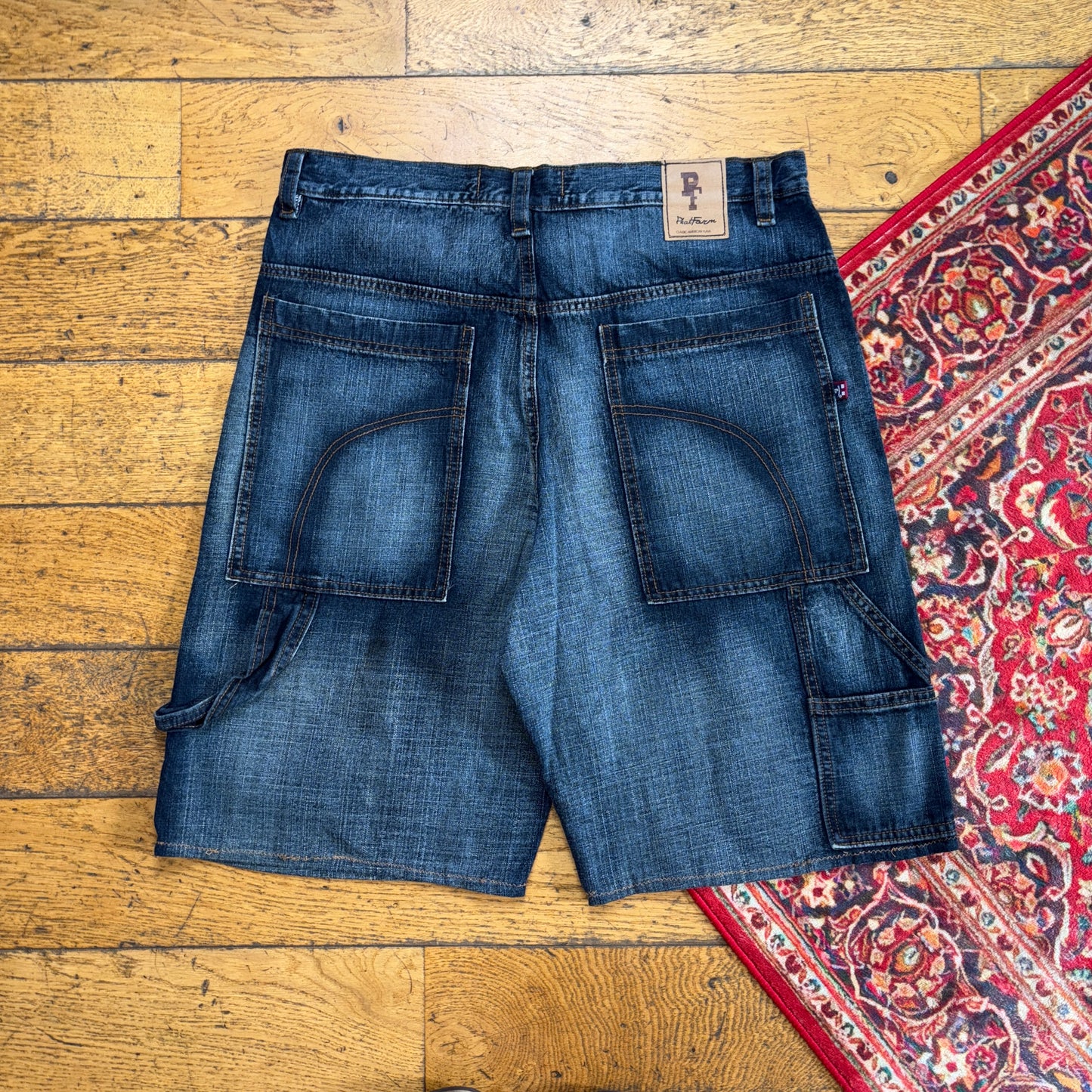 Vintage Phat Farm Blue Y2K Embroidered Hip Hop Baggy Shorts Jorts - 36