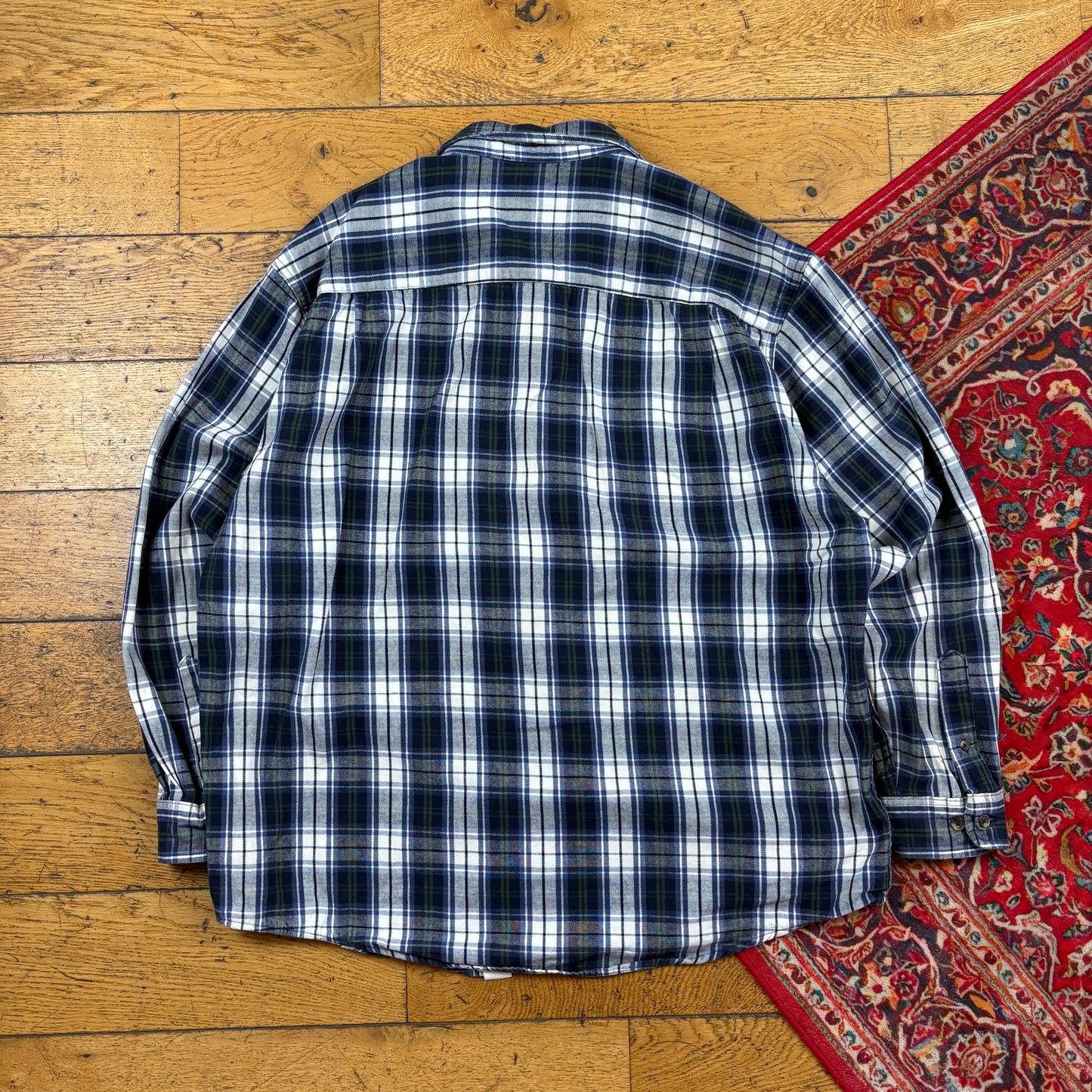 Vintage Eddie Bauer Blue White Green Check Shirt - L