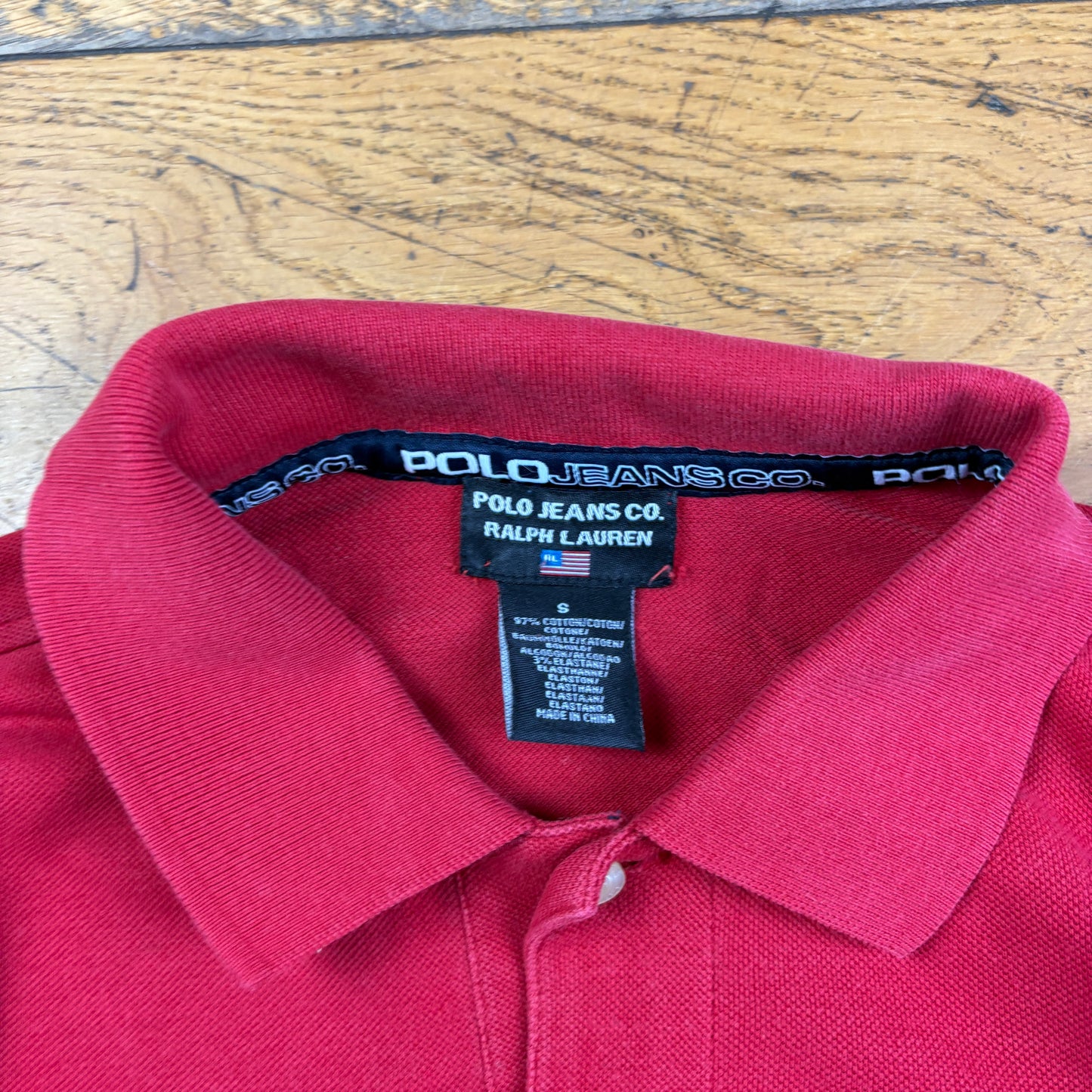 Vintage Ralph Lauren Polo Jeans Co Embroidered Red Polo Rugby Shirt - S