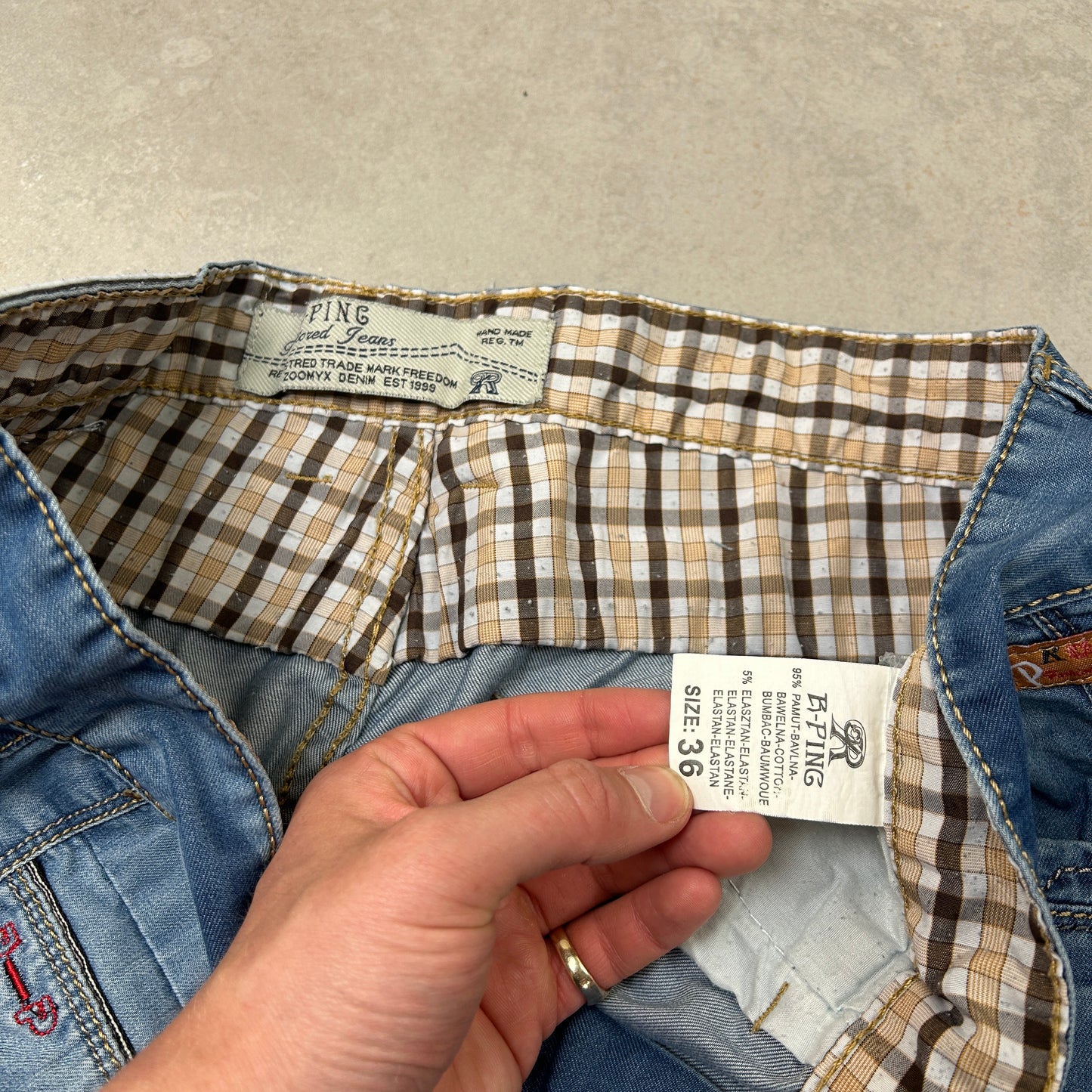 Vintage Embroidered Hip Hop Blue Shorts Jorts - 36