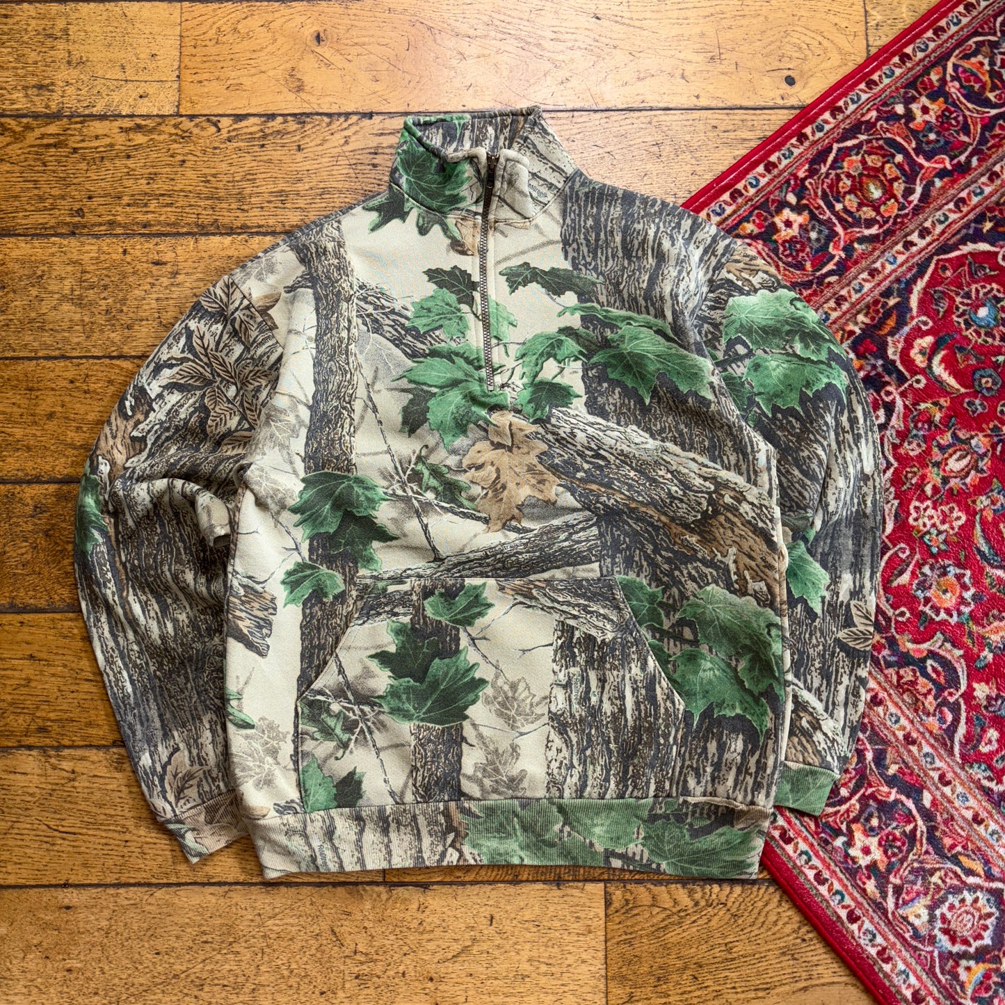 Vintage Realtree Camo Green Quarter Zip Sweatshirt - S