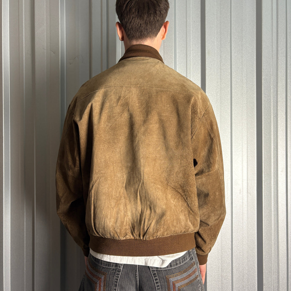Vintage Chevignon 90s Brown Suede Leather Bomber Jacket - XL