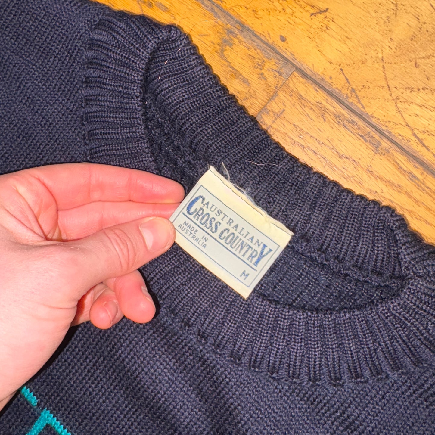 Vintage Navy Australia Wool Chunky Knit Jumper - M