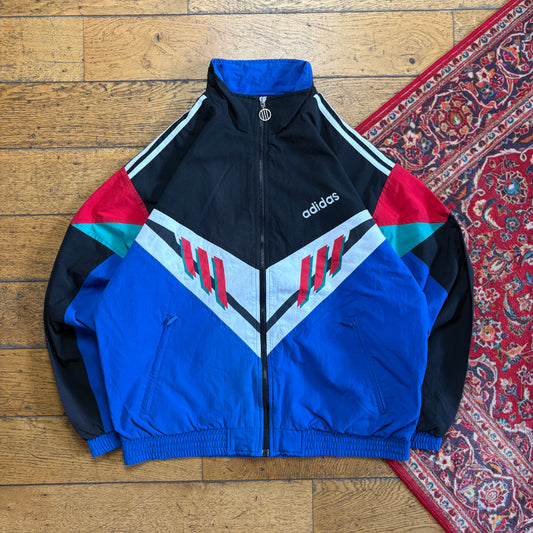 Vintage Adidas Black Blue Tracksuit Track Shell Windbreaker Jacket - L