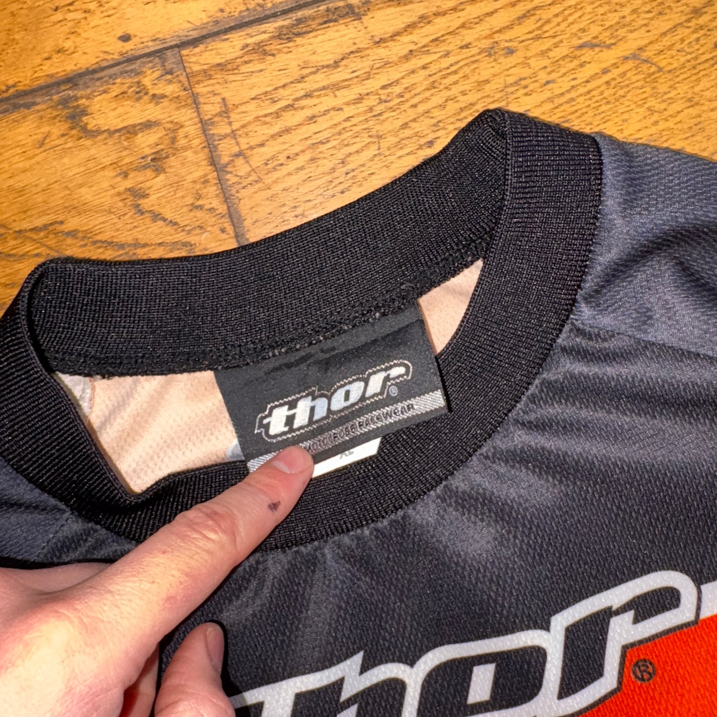 Vintage Thor Motocross Racing Long Orange Black Sleeve Graphic T-Shirt - XL
