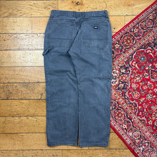 Vintage Dickies Grey Workwear Carpenter Baggy Trousers - 34
