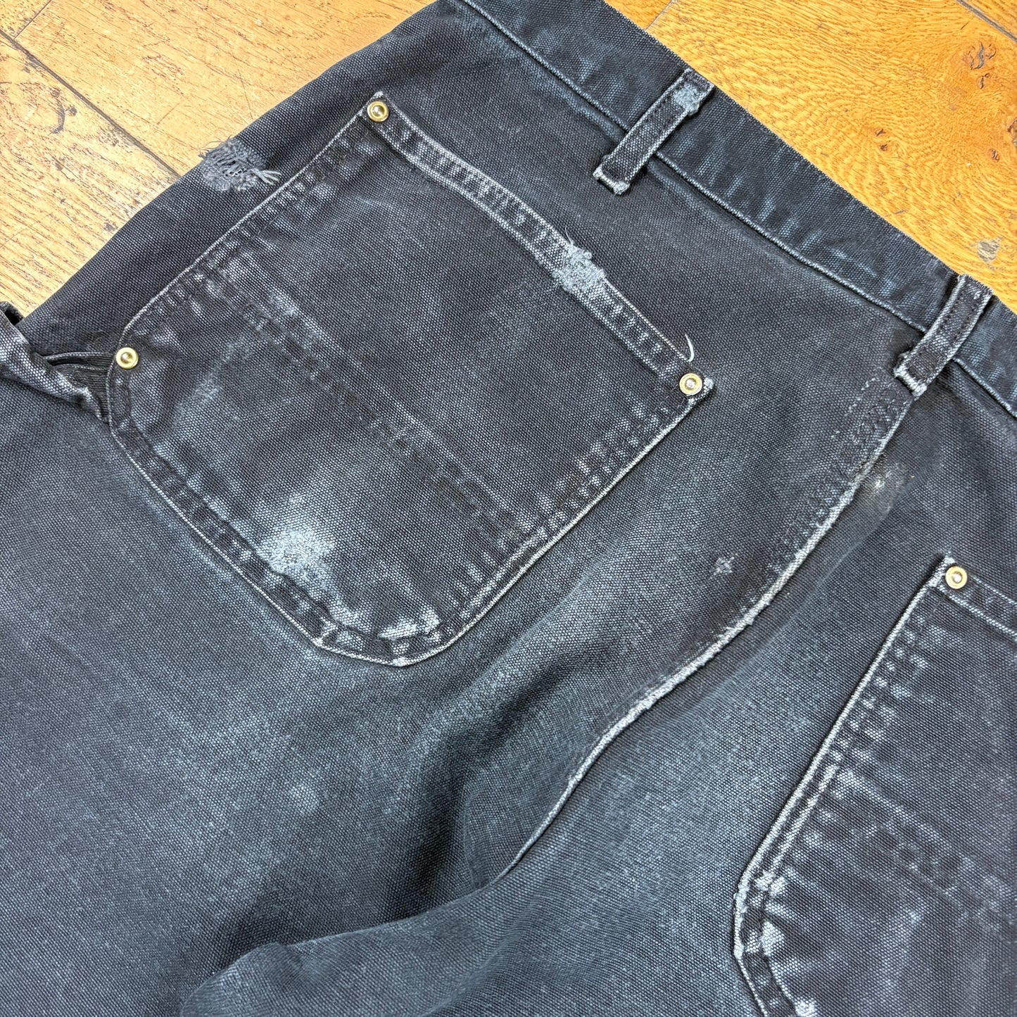 Vintage Carhartt Black Double Knee Workwear Carpenter Baggy Trousers - 36