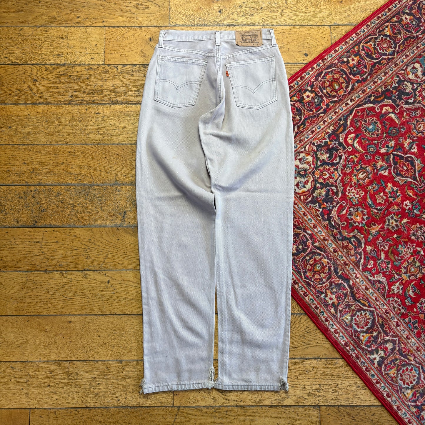 Vintage Levis 618 Orange Tab Straight Cream Denim Jeans - 28R