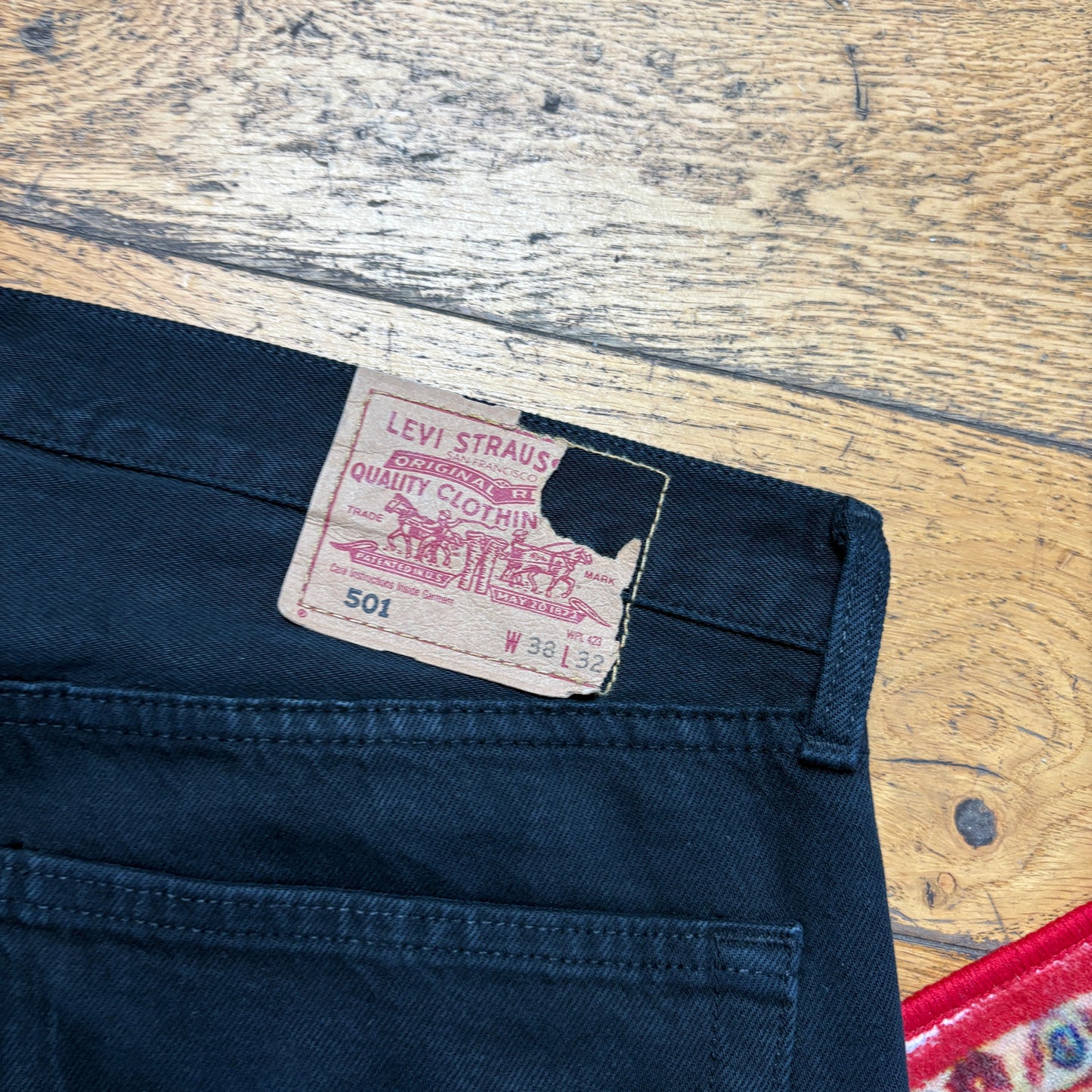 Vintage Levis 501 Straight Black Denim Jeans - 38R