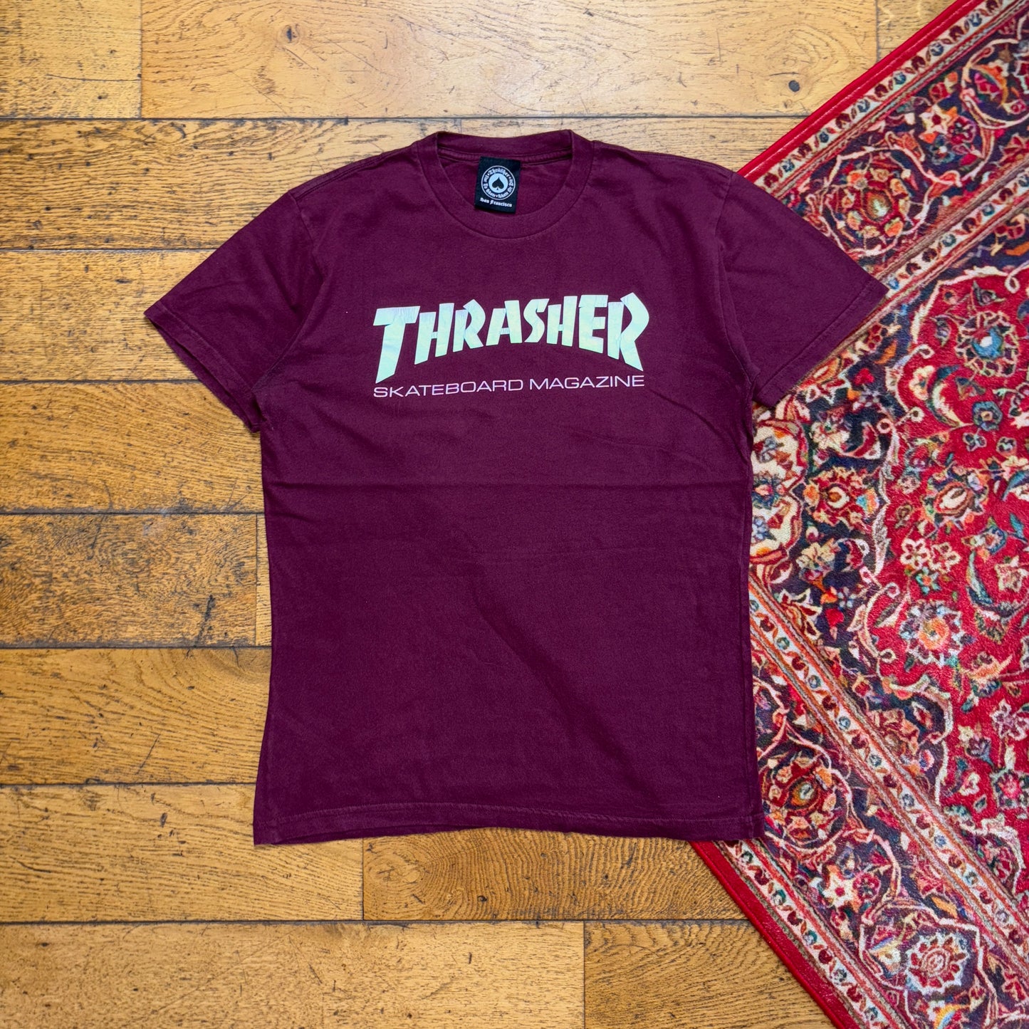 Vintage Thrasher Burgundy Skate Graphic T-Shirt - XS