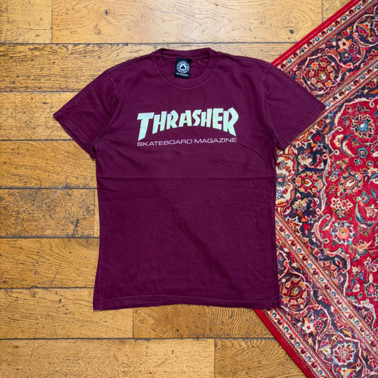 Vintage Thrasher Burgundy Skate Graphic T-Shirt - XS