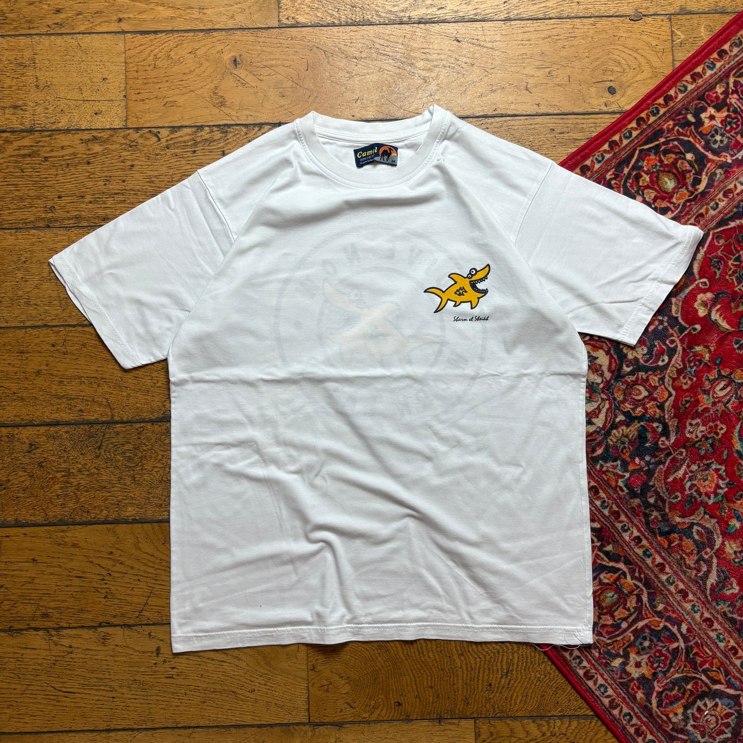 Vintage Diving Surfwear White Graphic T-Shirt - M