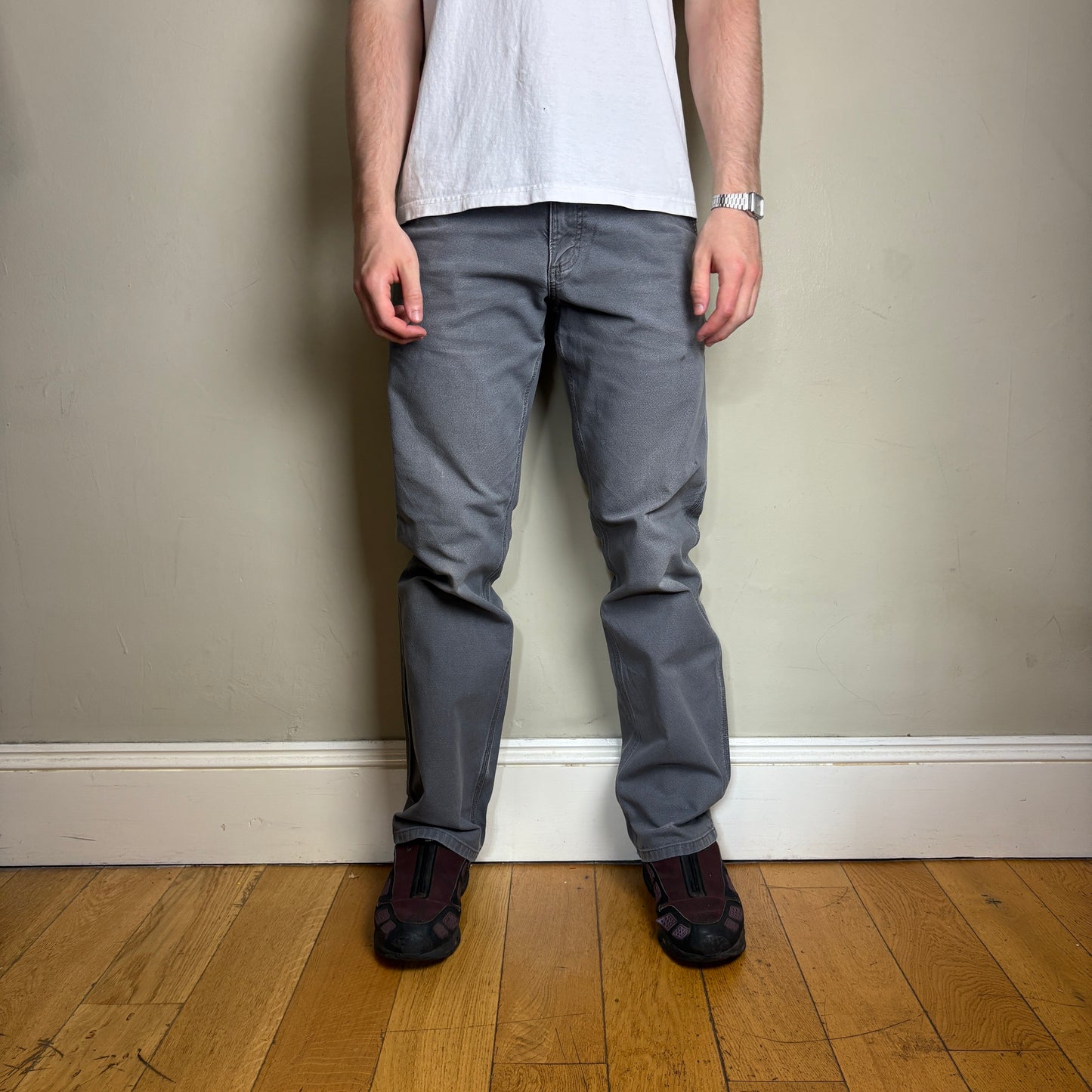 Vintage Carhartt Grey Workwear Carpenter Baggy Trousers - 33L