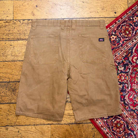 Vintage Dickies Workwear Carpenter Baggy Brown Shorts - 36