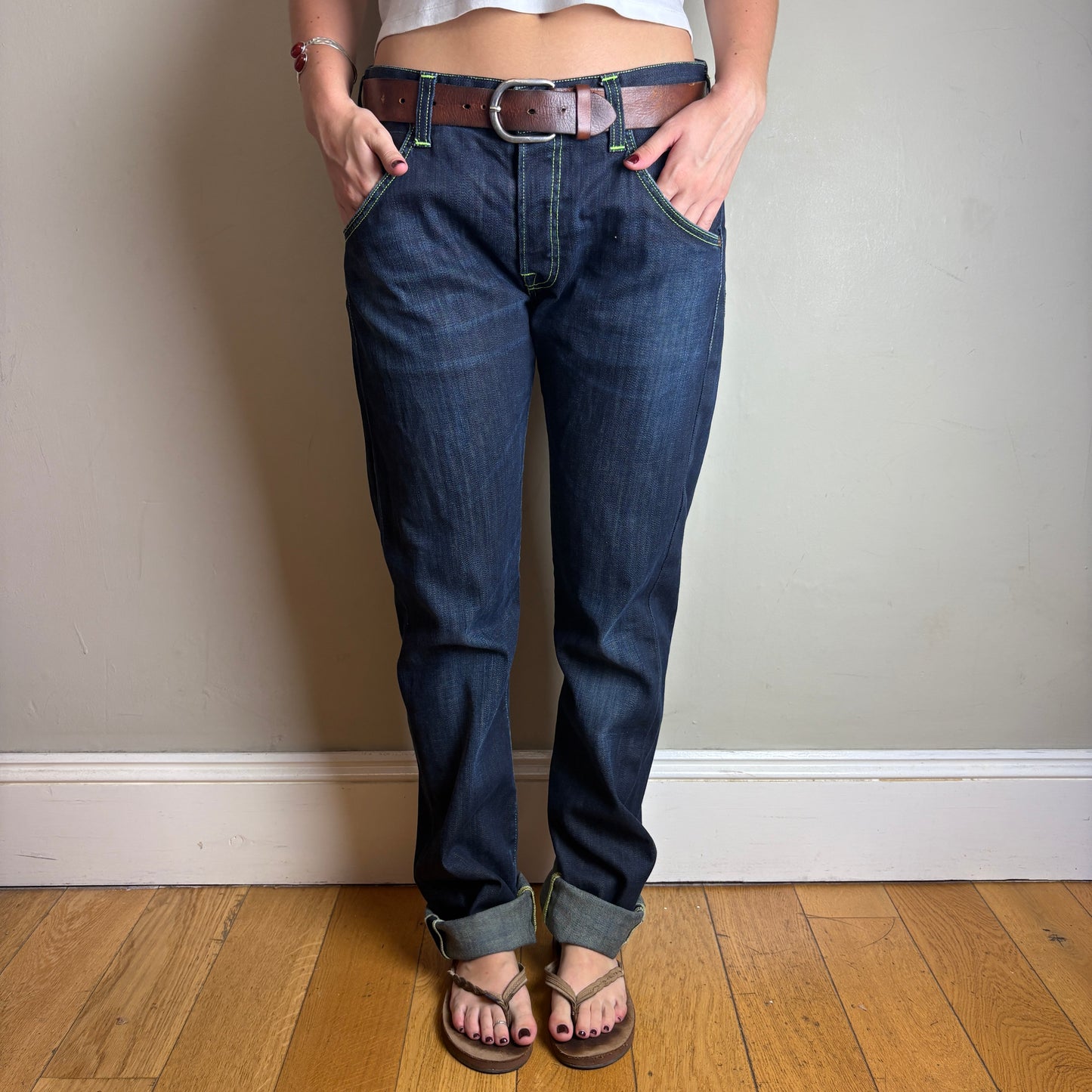 Vintage Evisu Blue Japanese Denim Y2K Hip Hop Womens Jeans - 34L