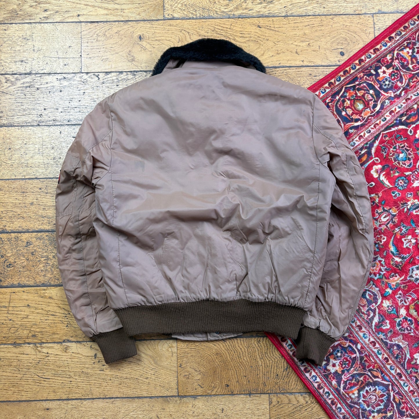 Vintage Brown Bomber Aviator Pilot Jacket - S