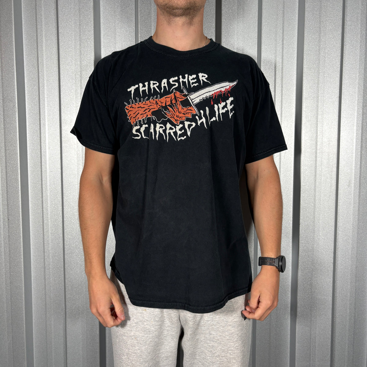 Thrasher Black Skate Graphic T Shirt - L