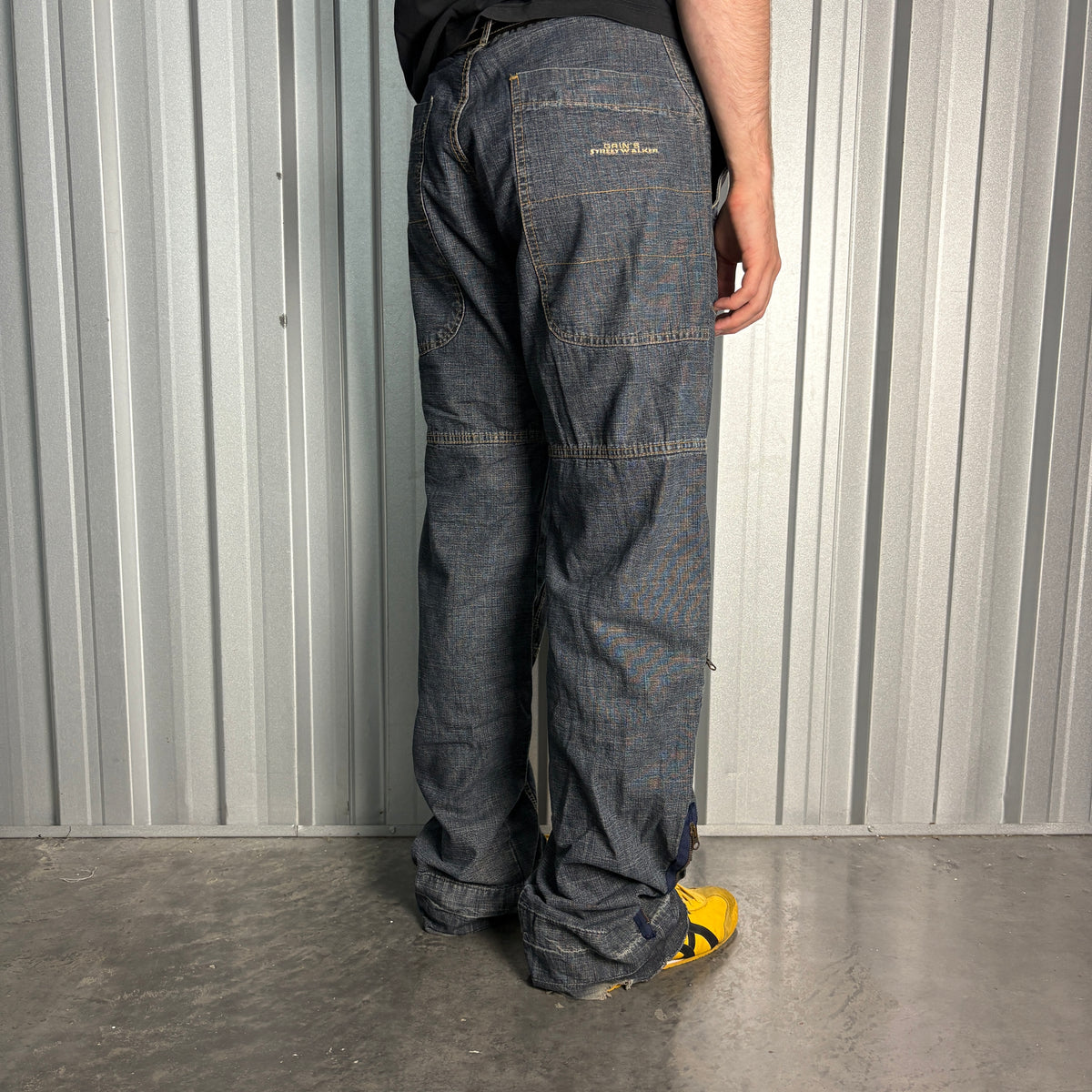Embroidered Blue Japanese Denim Hip Hop Y2K Baggy Jeans - 38L