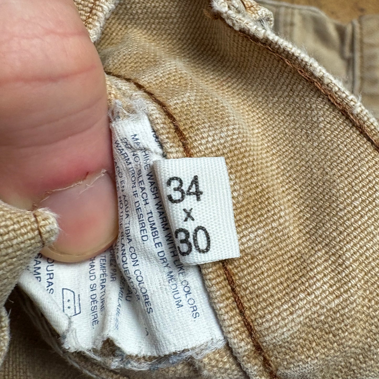 Vintage Dickies Workwear Cream Carpenter Baggy Trousers - 34S
