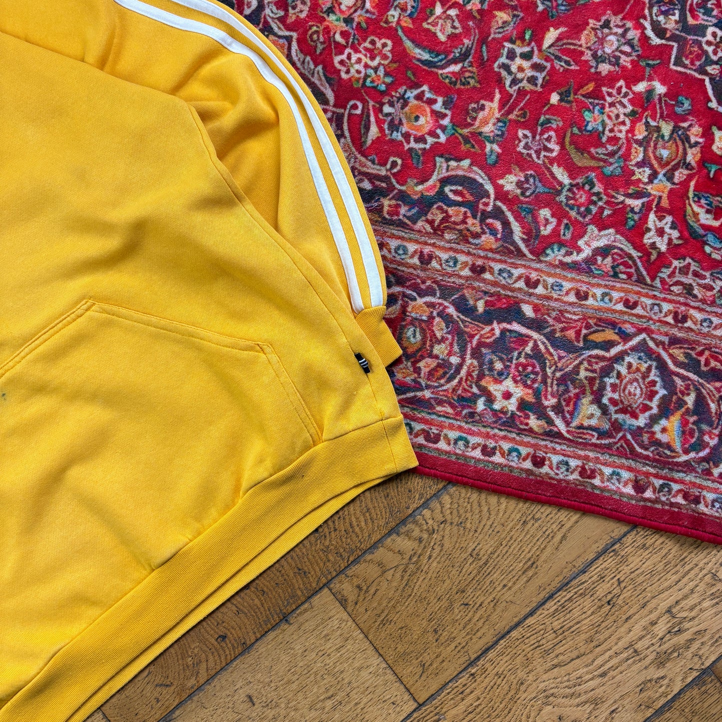 Vintage 90s Adidas Yellow Hoodie Embroidered Sweatshirt - S