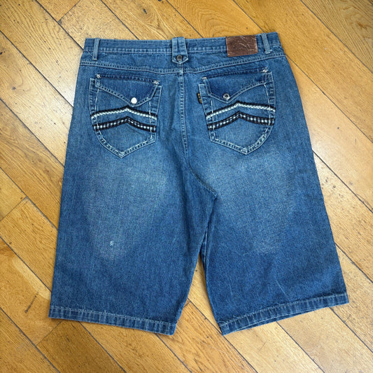 Vintage Red Ape Embroidered Hip Hop Blue Baggy Shorts Jorts - 40