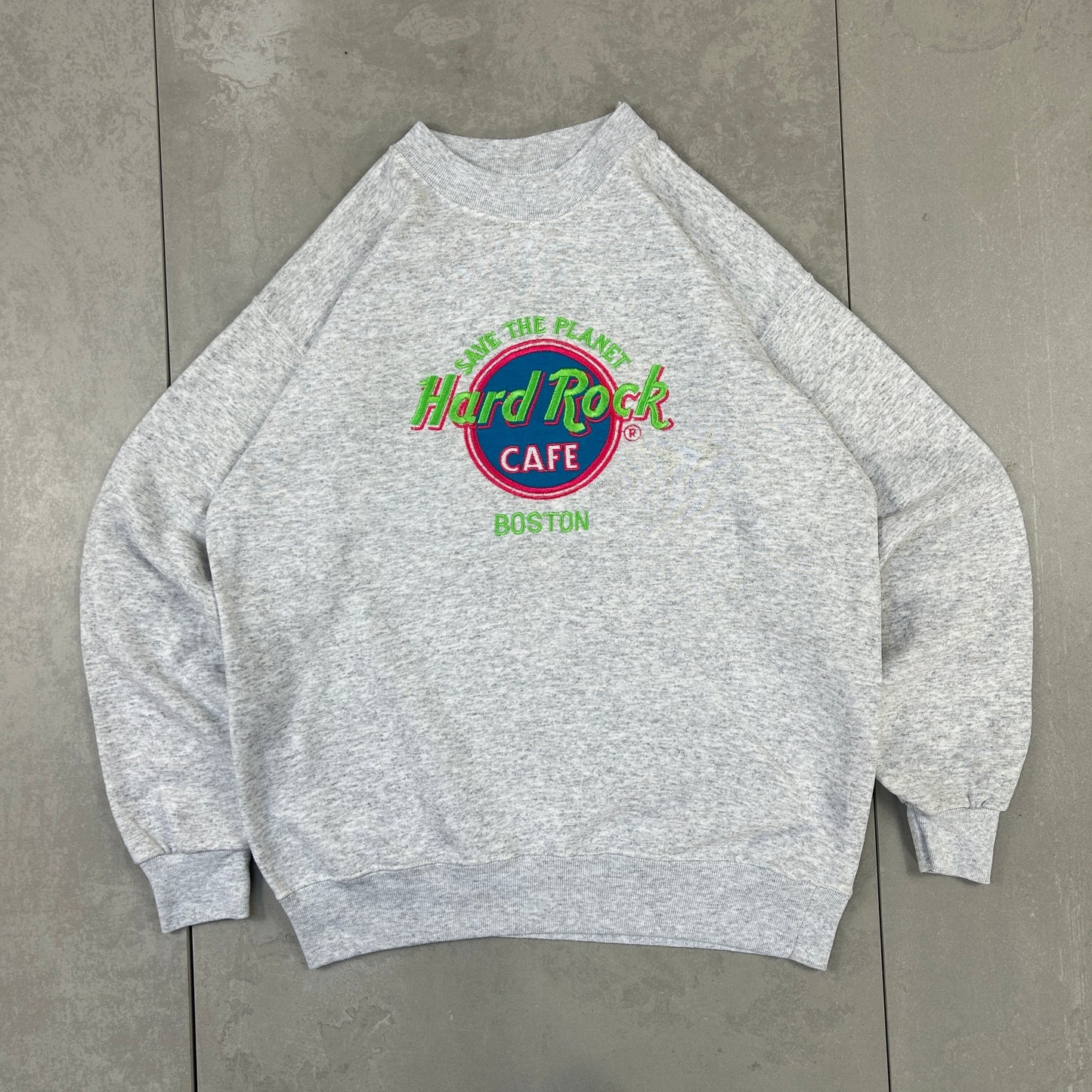 Vintage 90s Hard Rock Cafe Grey Embroidered Sweatshirt - L