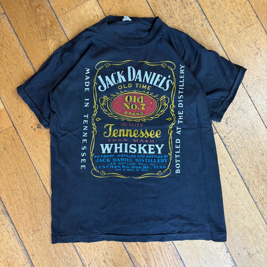 Vintage 90s Jack Daniels Whiskey Single Stitch Black Graphic T-Shirt - XS
