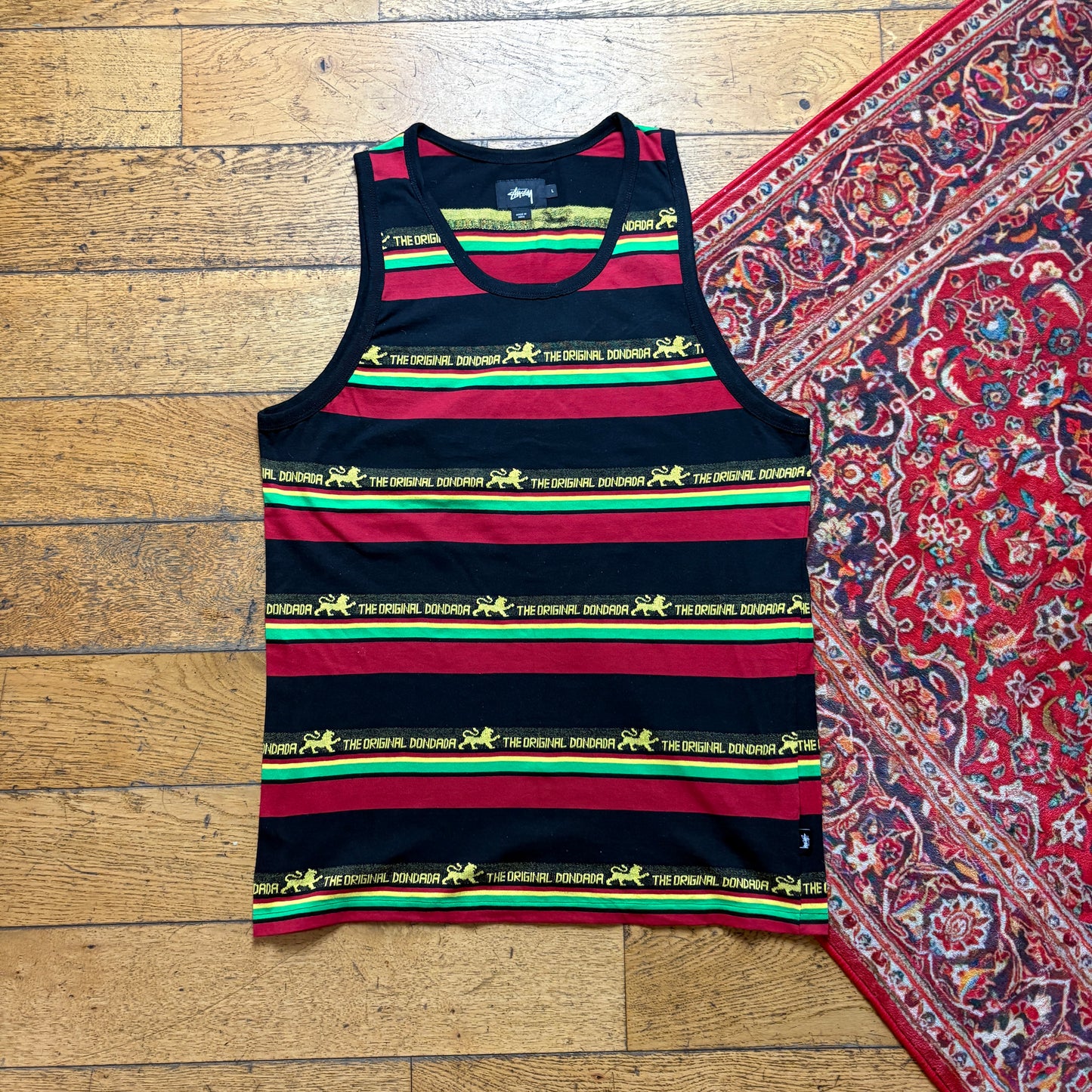 Vintage Stussy Black Rasta Vest - S