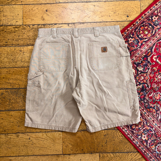Vintage Carhartt Workwear Light Brown Baggy Carpenter Shorts - 38