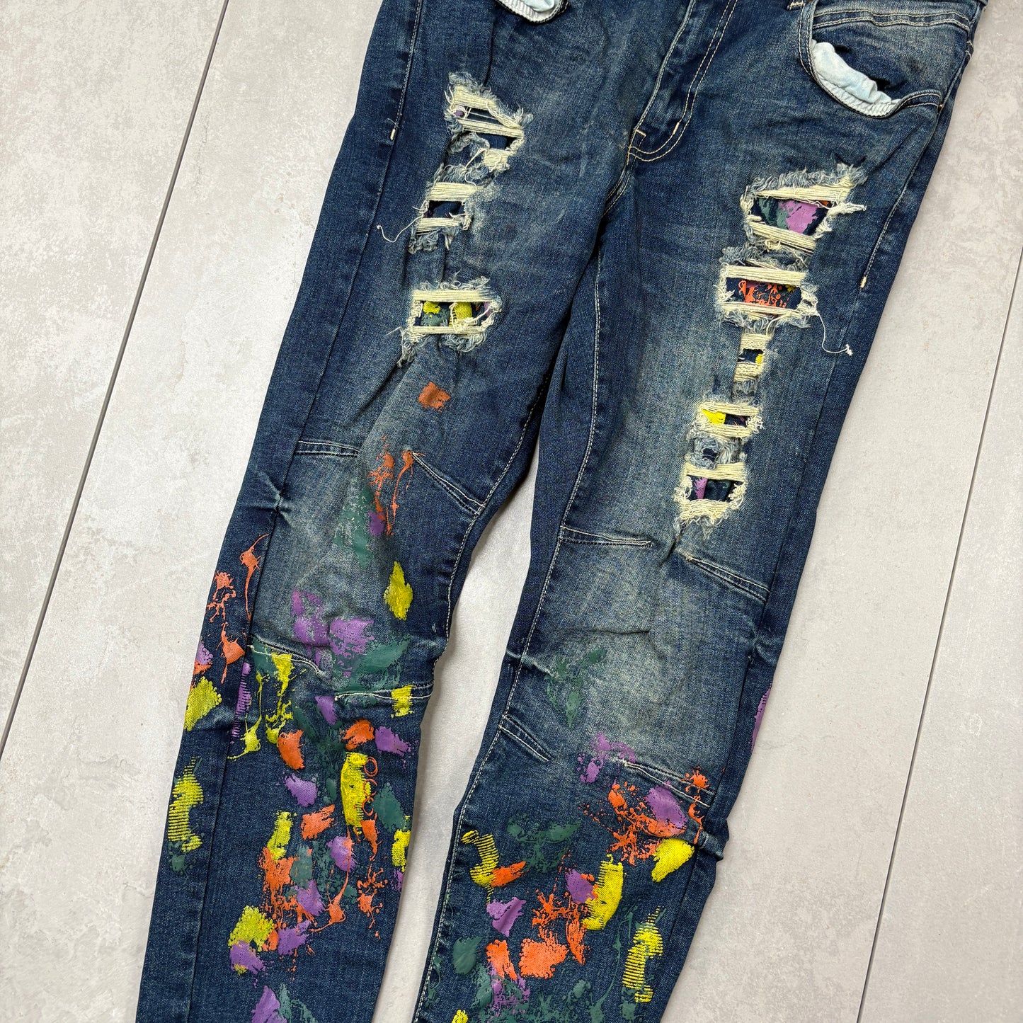 Vintage Skinny Blue Distressed Hip Hop Jeans - 32