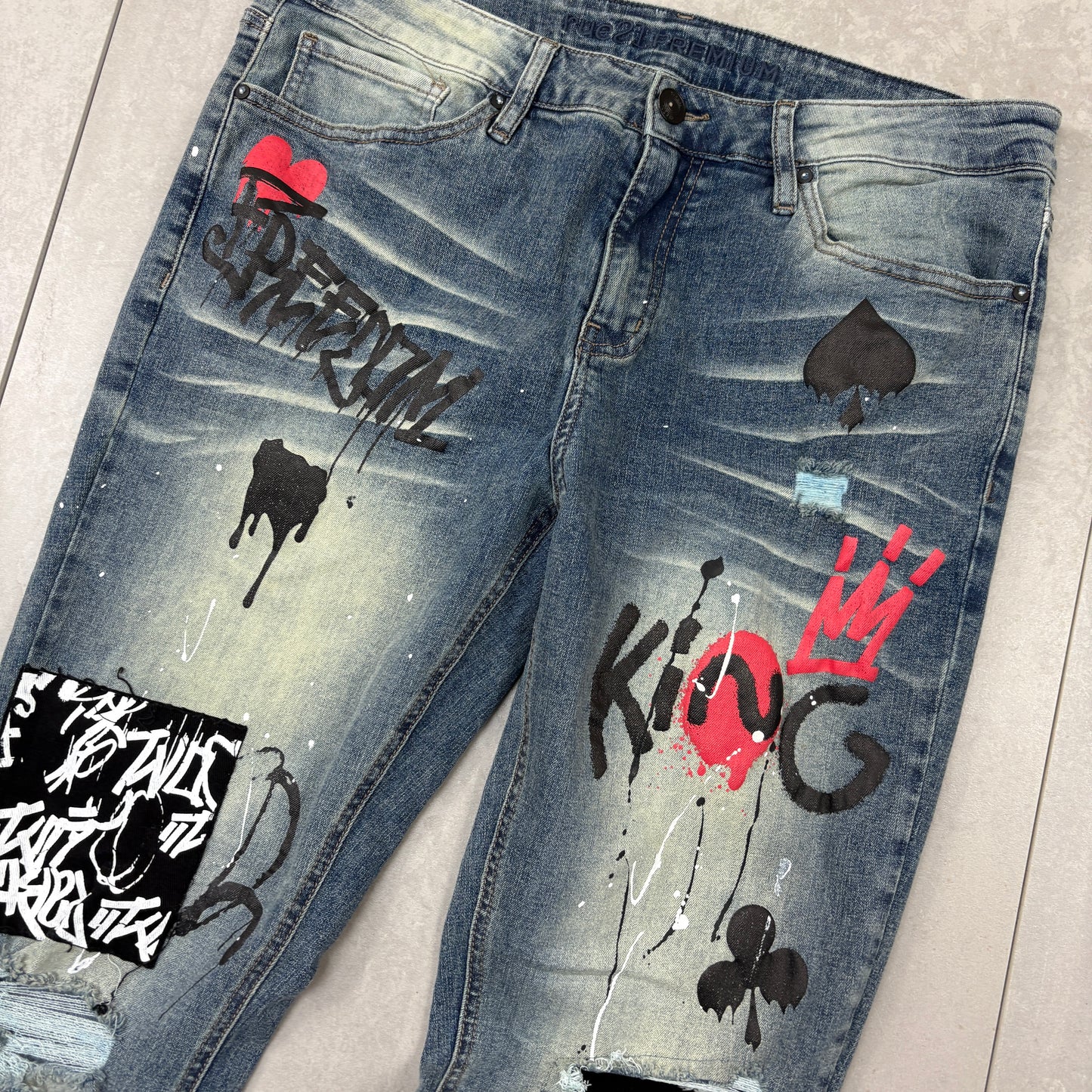 Vintage Hip Hop Skinny Blue Jeans - 36