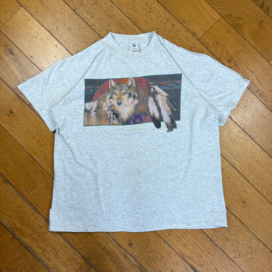 Vintage 90s Single Stitch Wolf Grey Graphic T-Shirt - XL