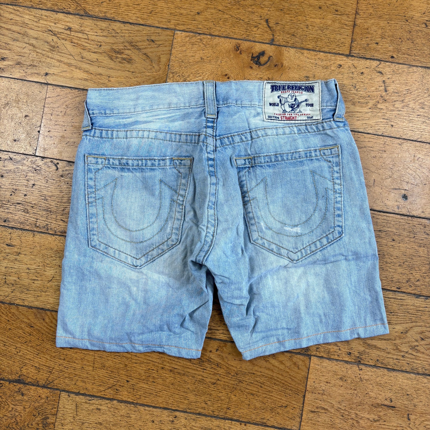 Vintage True Religion Blue Embroidered Y2K Shorts Jorts - 32