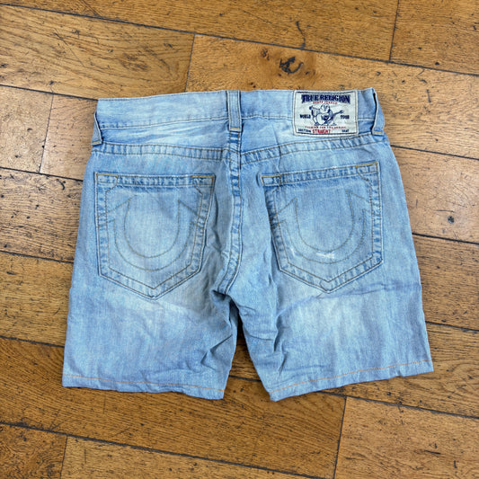 Vintage True Religion Blue Embroidered Y2K Shorts Jorts - 32