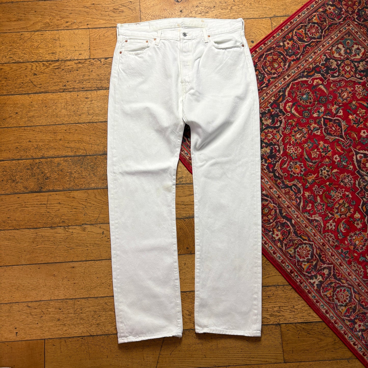 Vintage Levis 501 Straight White Denim Jeans - 36L
