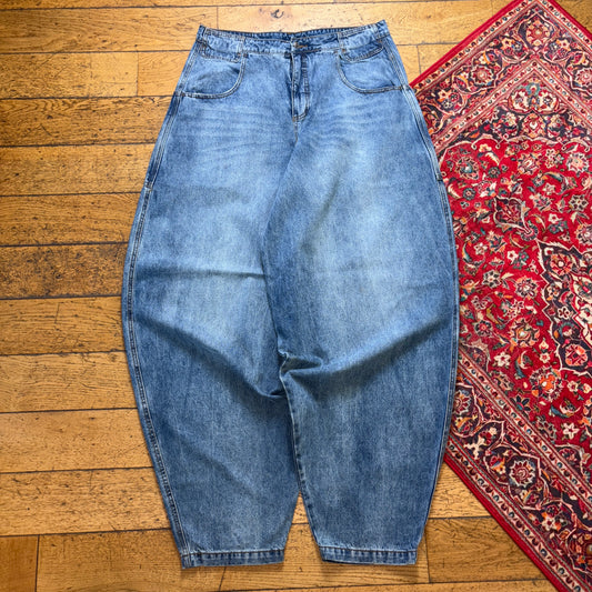 Vintage Blue Balloon Extra Baggy Y2K Hip Hop Baggy Jeans - 38L