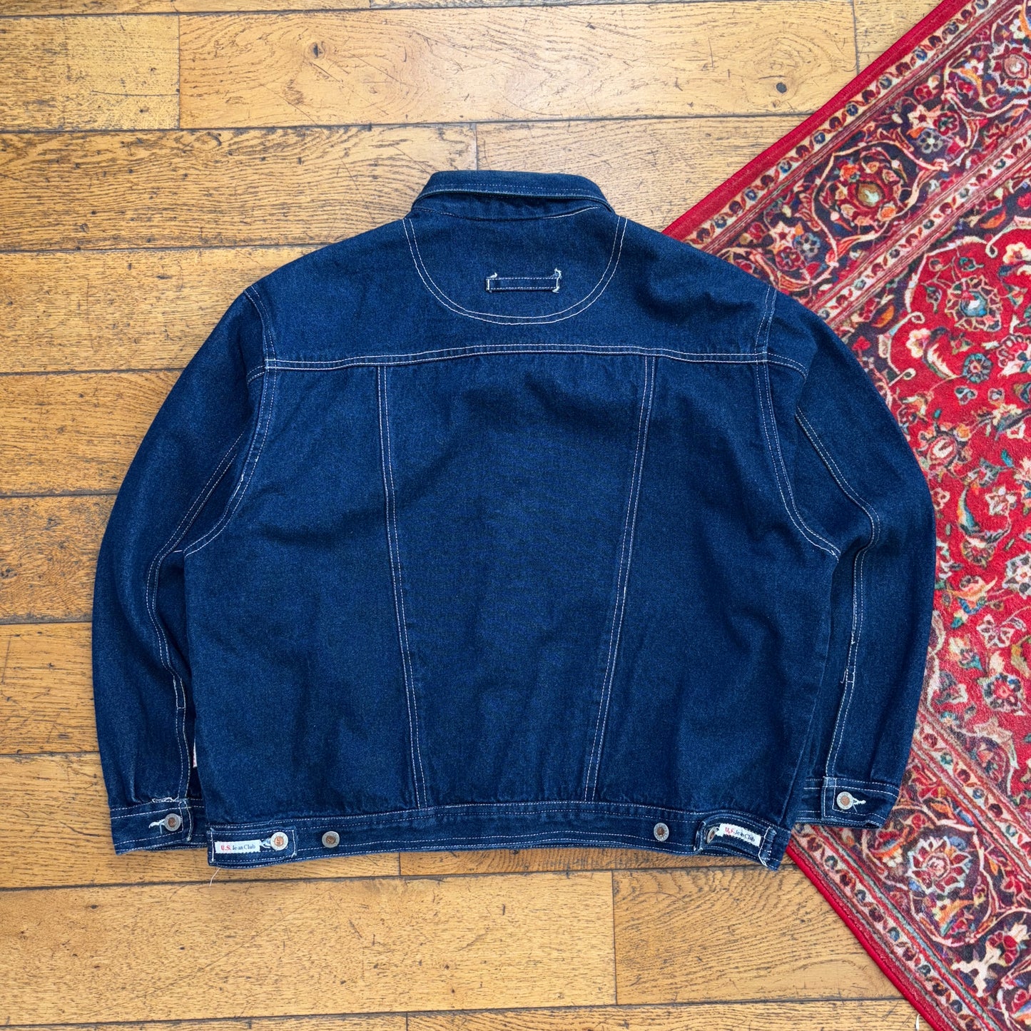 Vintage Blue Boxy Cropped Hip Hop Denim Trucker Jacket - M