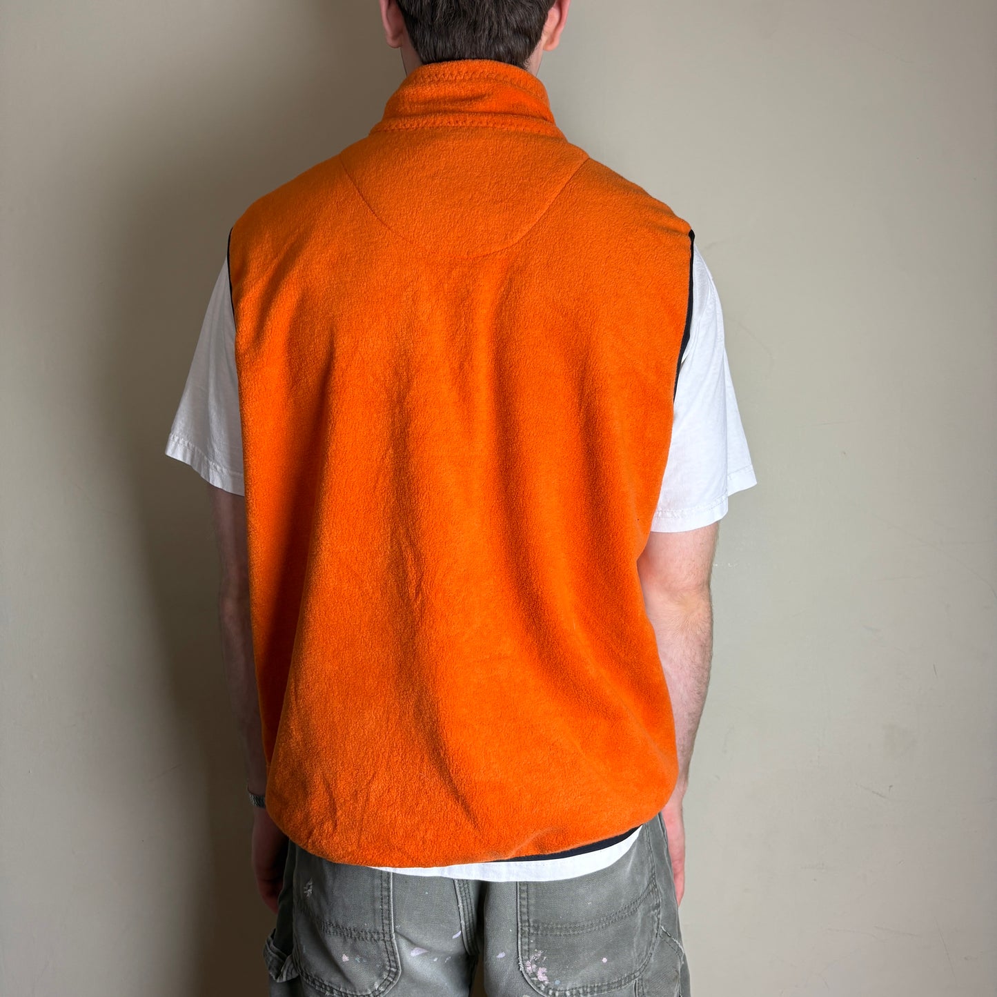 Vintage Ralph Lauren 90s Polo Jeans Orange Fleece Zip Vest Gilet - L