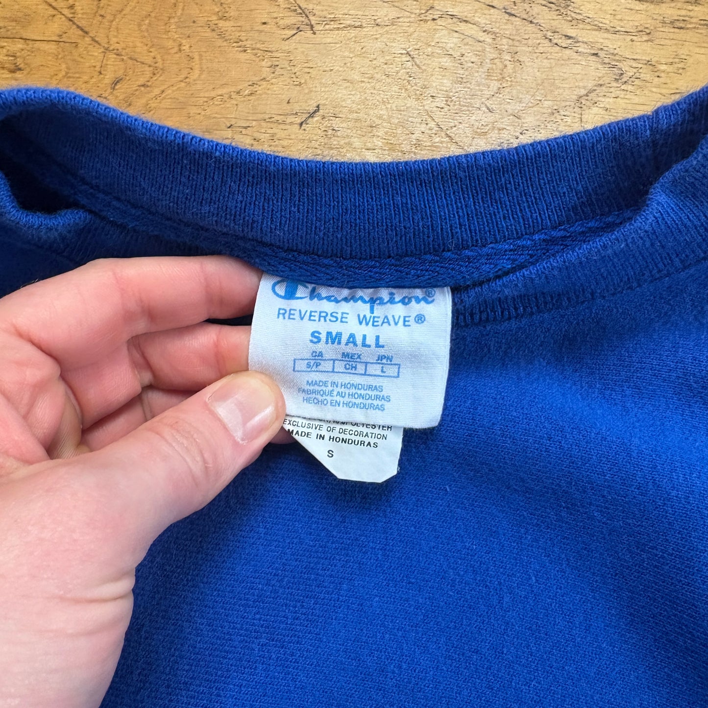 Vintage Champion Blue Embroidered Sweatshirt - S
