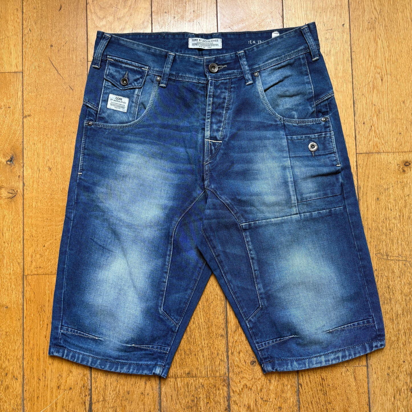 Vintage Embroidered Hip Hop Blue Shorts Jorts - 34