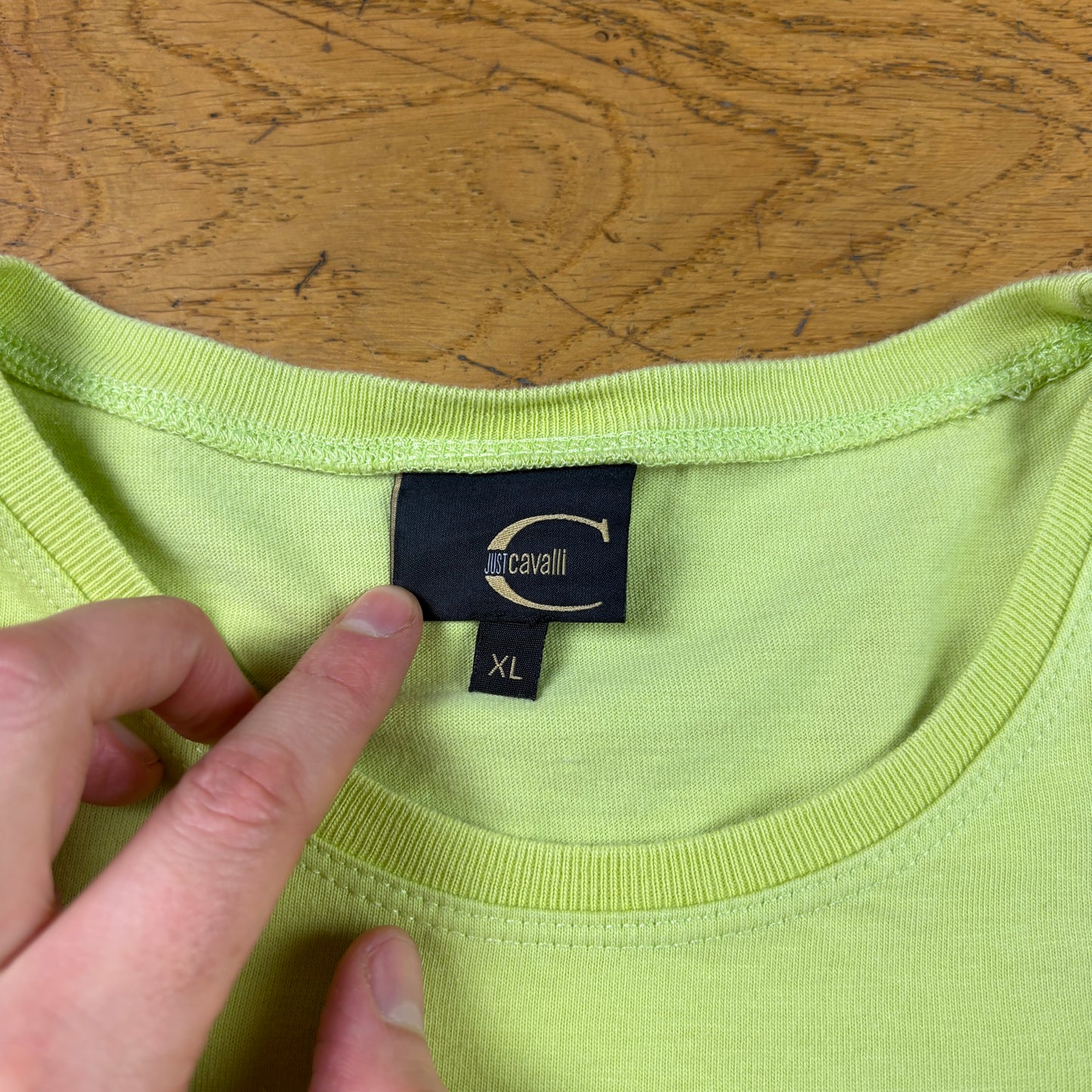 Vintage Roberto Cavalli Y2K Womens Green T-Shirt - XL