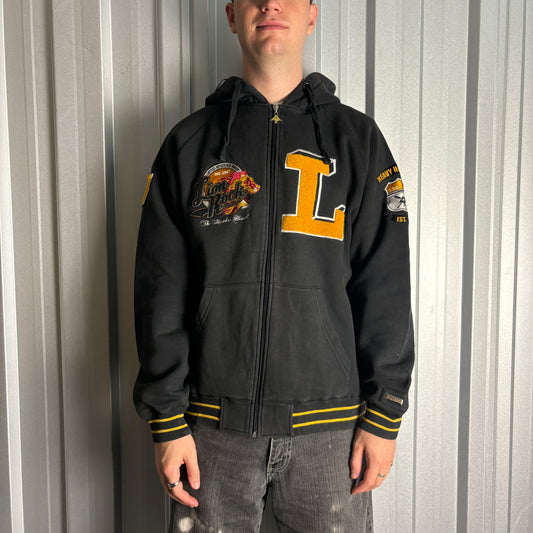 Vintage LRG 00s Y2K Hip Hop Black Zip Hoodie Embroidered Sweatshirt - XL