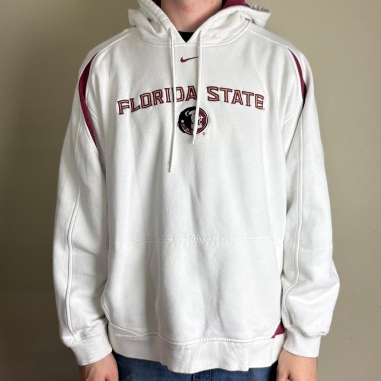 Vintage Nike Florida State White Embroidered Hoodie Sweatshirt - XL