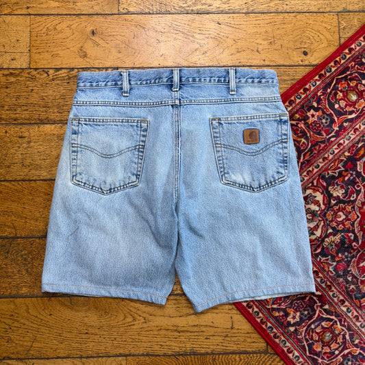 Vintage Carhartt Blue Workwear Baggy Carpenter Jorts Shorts - 35