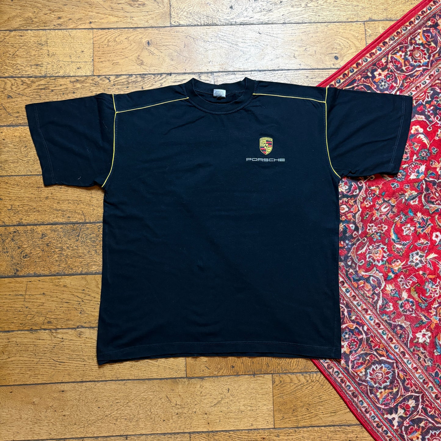 Vintage Porsche Black Embroidered Graphic T-Shirt - L