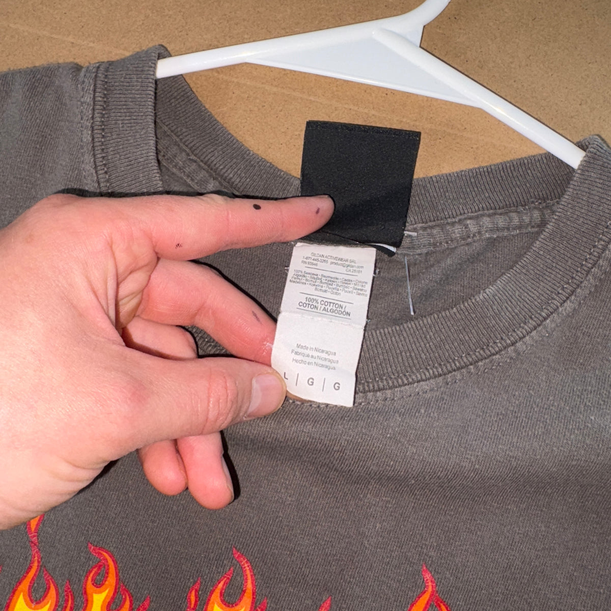 Thrasher Grey Flames Skate Graphic T Shirt - S