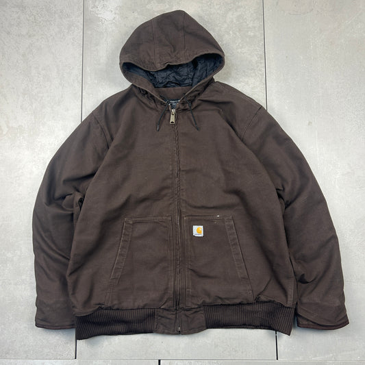 Vintage Carhartt Active Workwear Detroit Brown Hoodie Jacket - XL