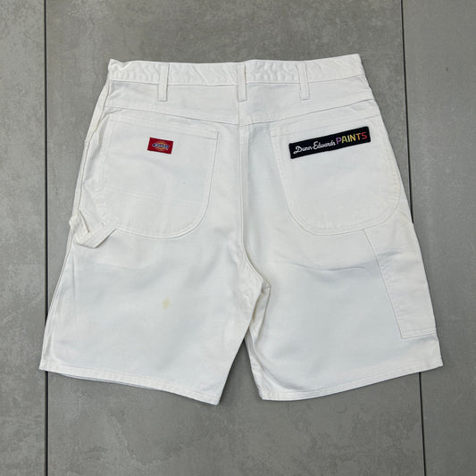 Vintage Dickies Workwear Carpenter White Baggy Shorts - 33
