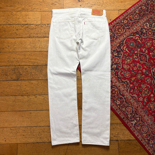 Vintage Levis 501 Straight White Denim Jeans - 36L